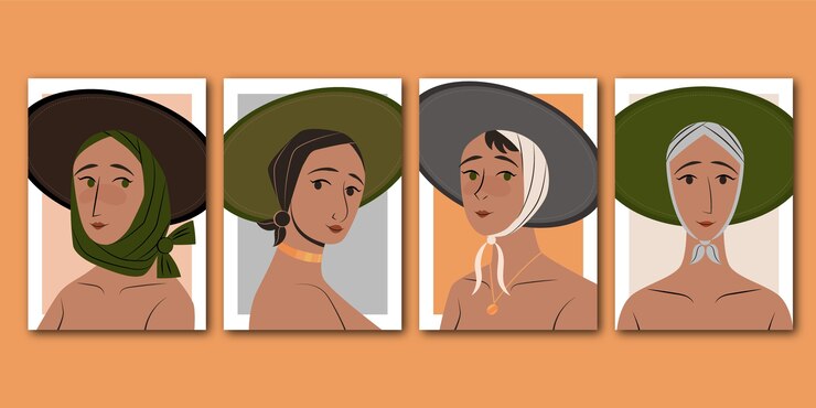 Free Vector trendy fashion portraits covers collection
