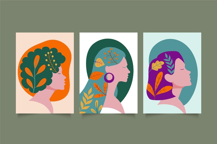 Free Vector trendy fashion portraits covers collection
