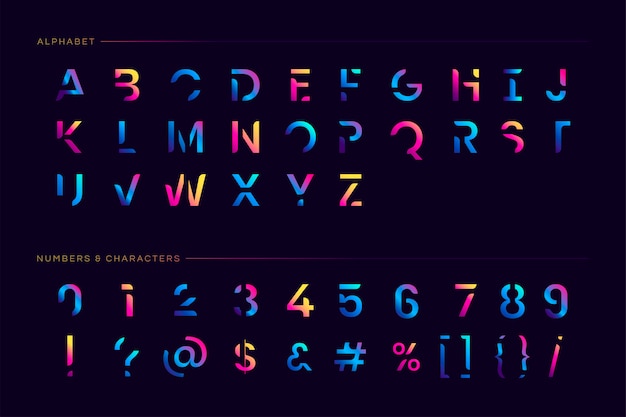 Trendy futuristic letter set