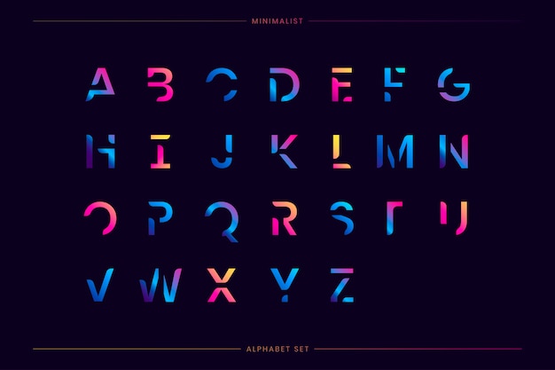 無料ベクター トレンディな未来的な文字セット