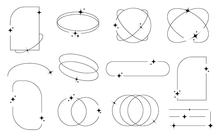 Free Vector trendy line elements collection minimalist frames and borders y2k elements and arch line frame