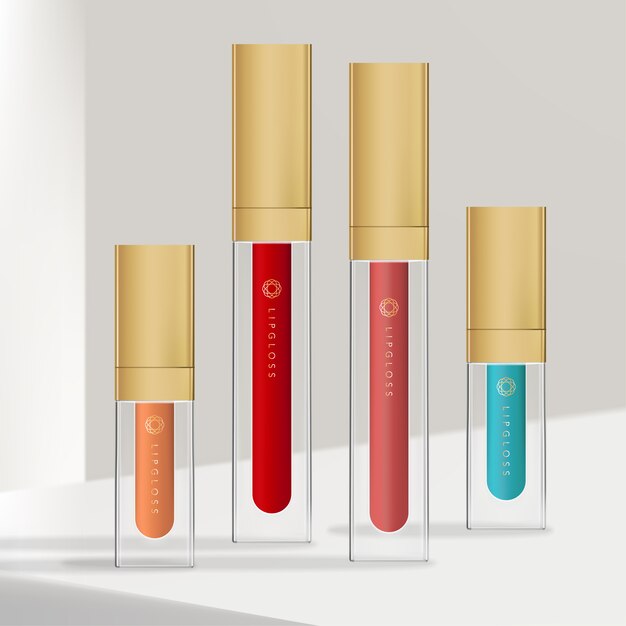 Download Premium Vector Trendy Rectangular Lip Gloss Or Tint Packaging With Golden Cap