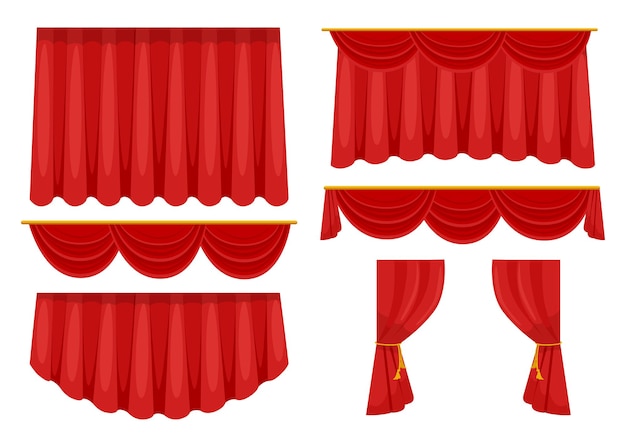 Trendy red curtains flat pictures collection