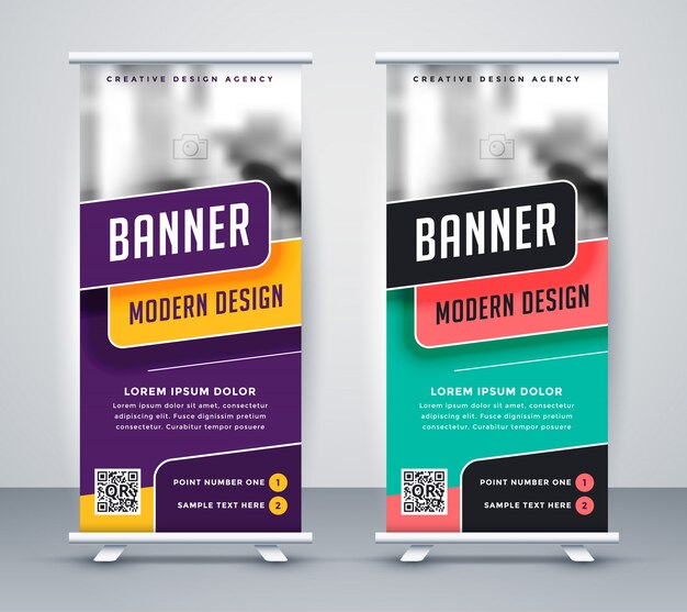 Trendy rollup creative banner design template