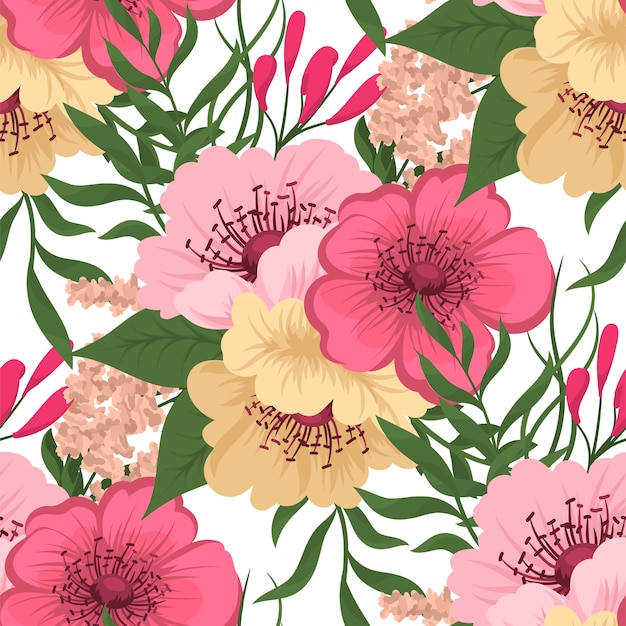 Download Free Trendy Seamless Floral Pattern In Vector Illustration Svg Dxf Eps Png Cut File Svg