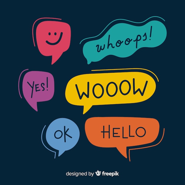 Free vector trendy speech bubble colourful set with messages