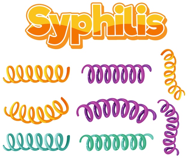 Бесплатное векторное изображение Бактерии сифилиса treponema pallidum на белом фоне