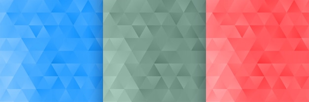 Free vector triangle shape pattern background set of three