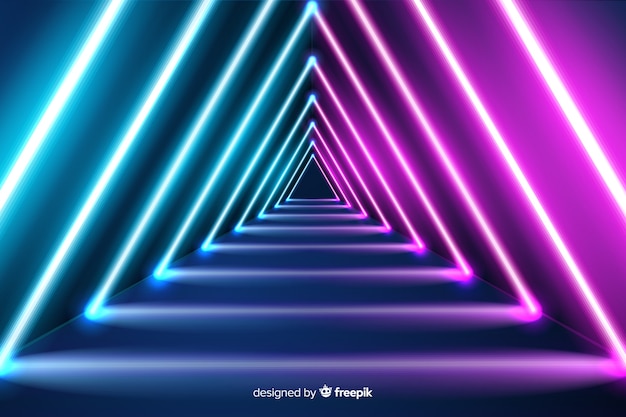 Triangular neon shapes background