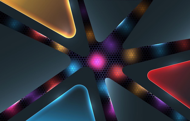 Triangular overlaping lights layer in hexagonal pattern background