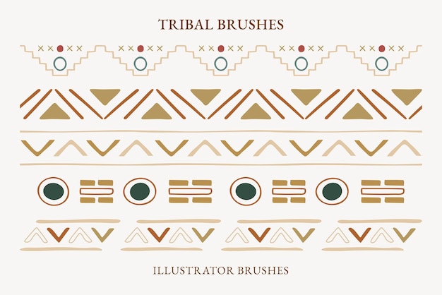 Free vector tribal geometric pattern illustrator brush, vector add-on set