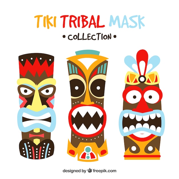 Free vector tribal masks with ethnic style