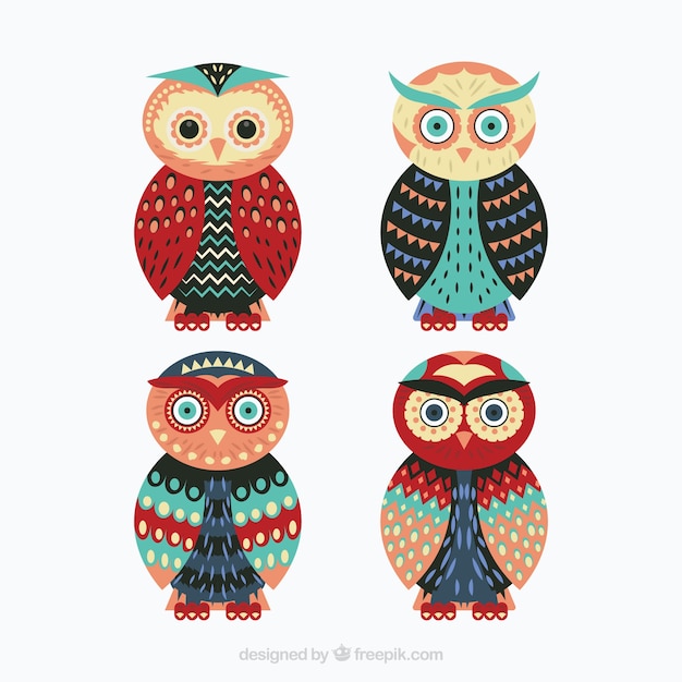 Free vector tribal owl set