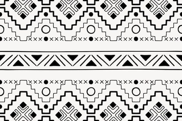 Vettore gratuito sfondo motivo tribale, design azteco senza soluzione di continuità in bianco e nero, vettoriale