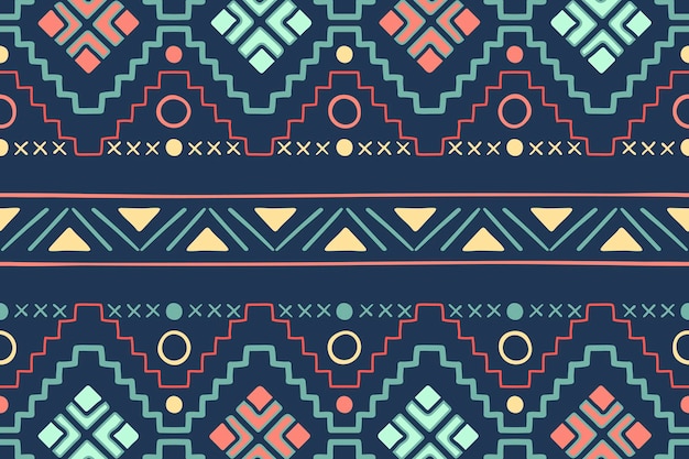 Бесплатное векторное изображение Племенной узор фона, красочные бесшовные геометрический дизайн, вектор