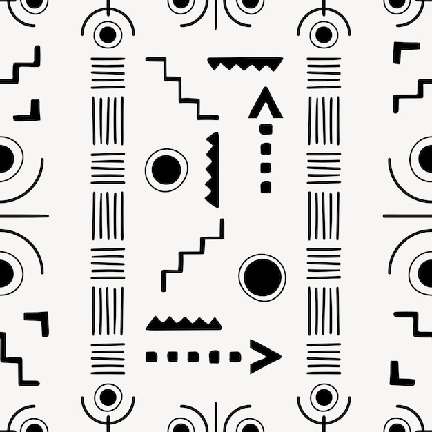 Free vector tribal seamless pattern background, black and white geometric design, vector