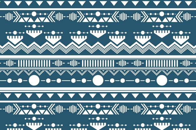 Tribal seamless pattern background vector, white and blue design