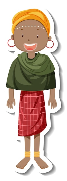 Free vector a tribal woman with african tribe outfit on white background