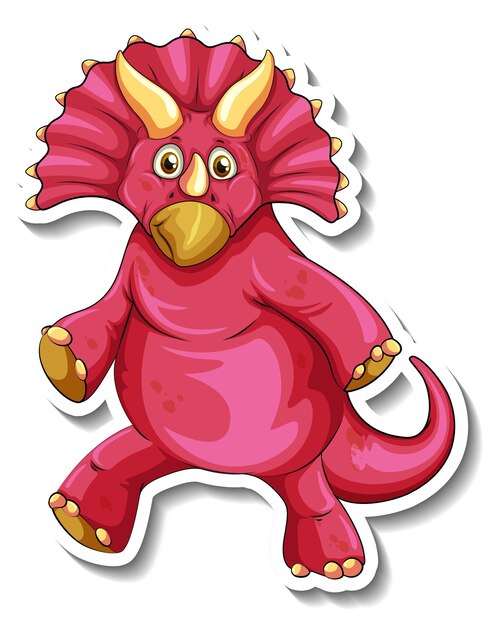 Triceratops dinosaur cartoon character sticker