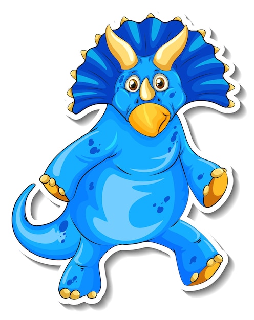 Free vector triceratops dinosaur cartoon character sticker