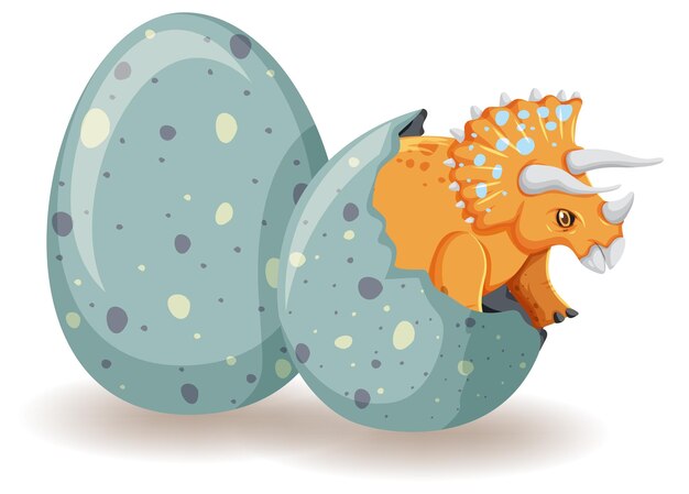 卵から孵化するトリケラトプス