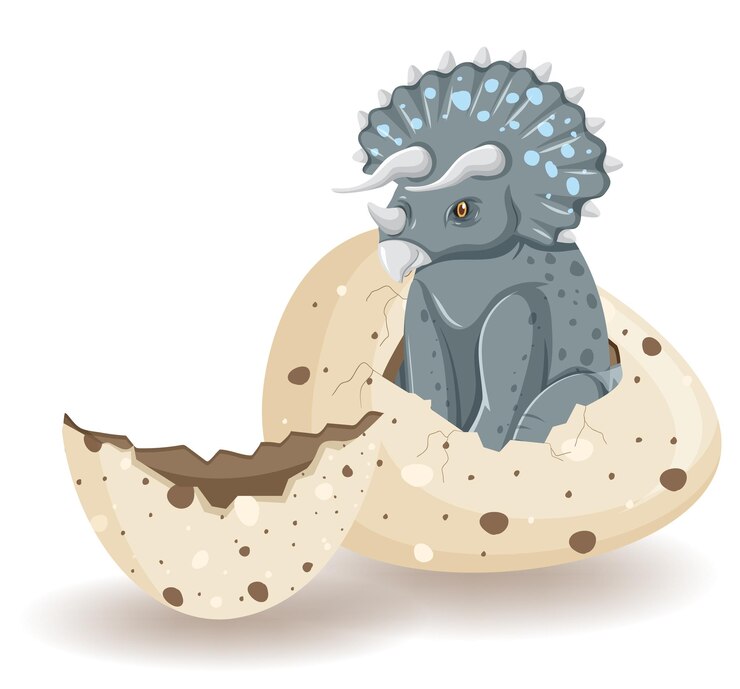Free Vector triceratops hatching from egg