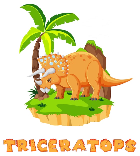 Triceratops standing on island