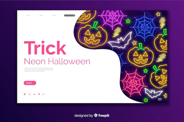 Trick neon halloween landing page