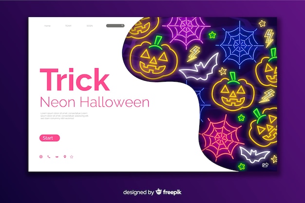 Pagina di destinazione di halloween al neon di trucco