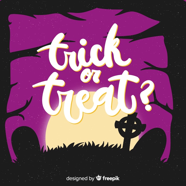 Trick or treat in cemetery lettering