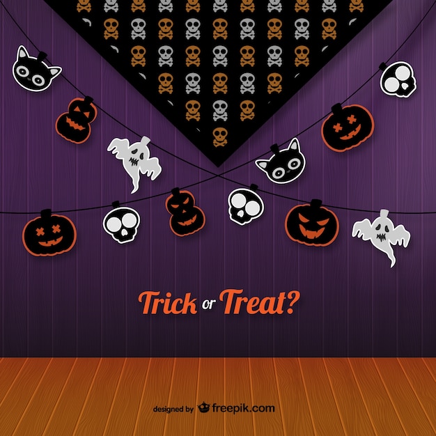 Free vector trick or treat halloween bunting