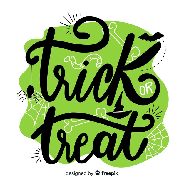 Trick or treat halloween lettering background