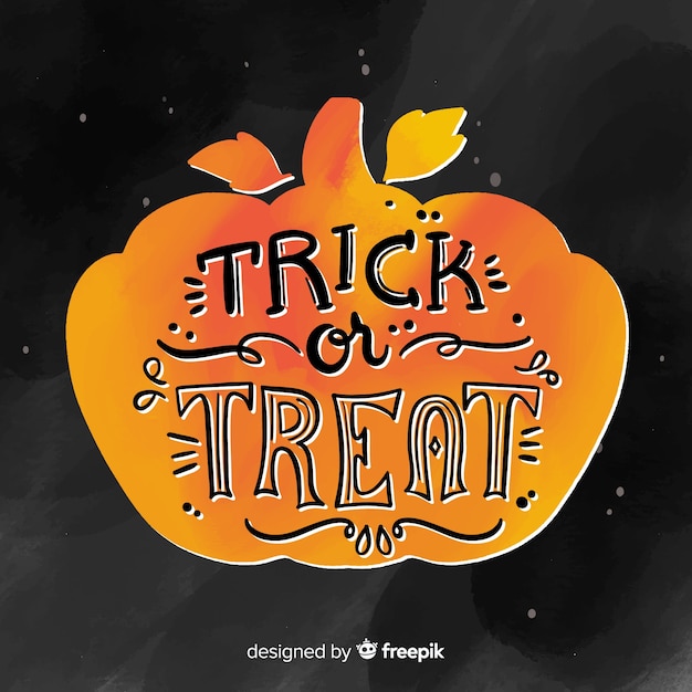 Vettore gratuito dolcetto o scherzetto disegno lettering halloween