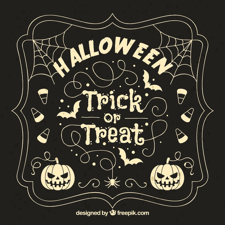 無料Vector トリックまたはハロウィンのレタリングを扱う