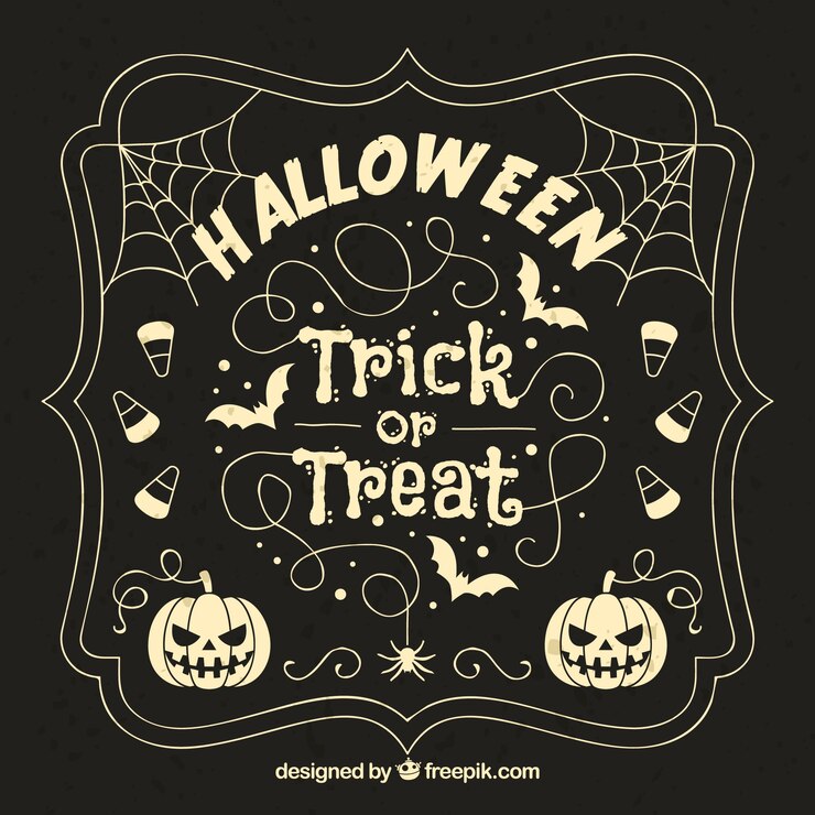 Free Vector trick or treat halloween lettering