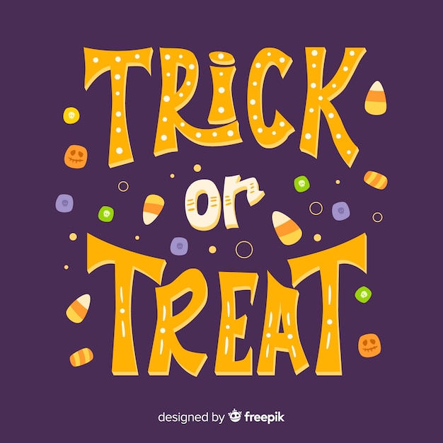 Vettore gratuito dolcetto o scherzetto lettering di halloween