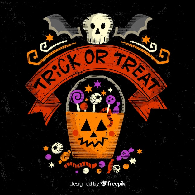 Free vector trick or treat halloween lettering