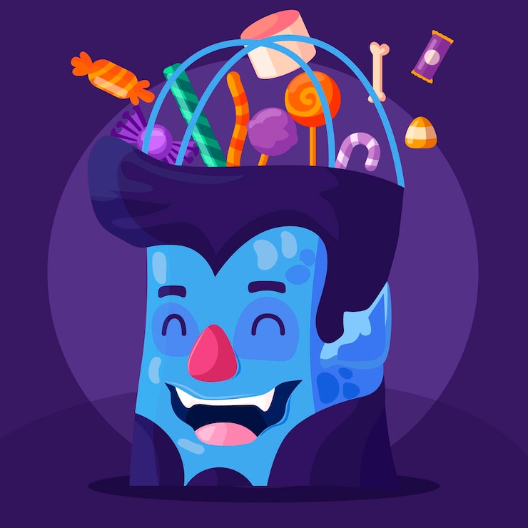 Free Vector trick or treat halloween vampire bag