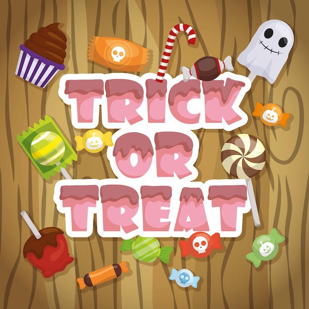 Free vector trick or treat, happy halloween