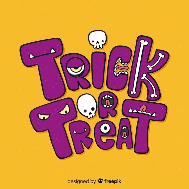 Free vector trick or treat lettering background