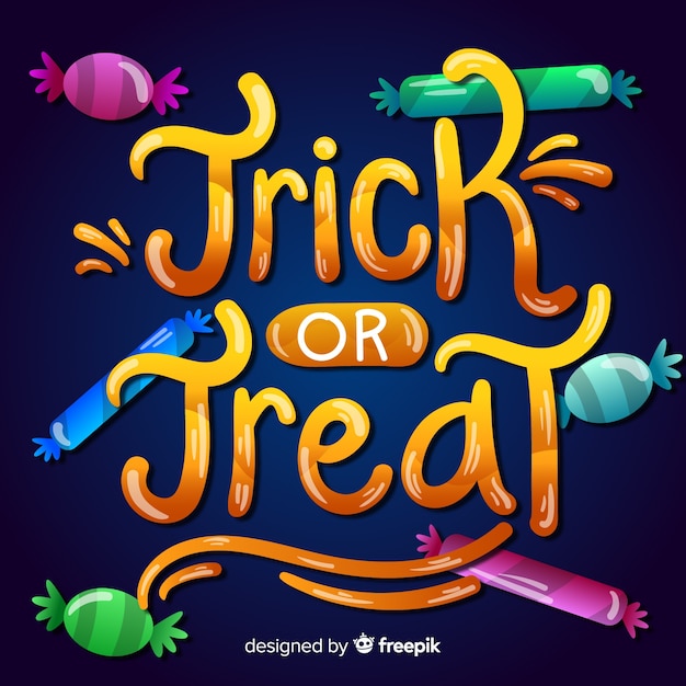 Trick or treat lettering with black bat