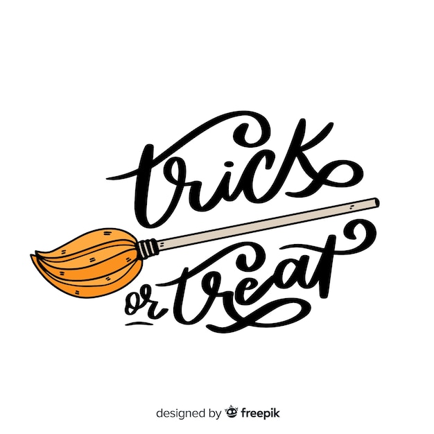 Trick or treat lettering with broom