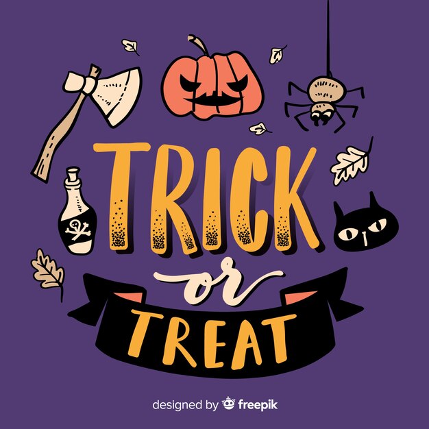 Trick or treat lettering with carved pumpkin