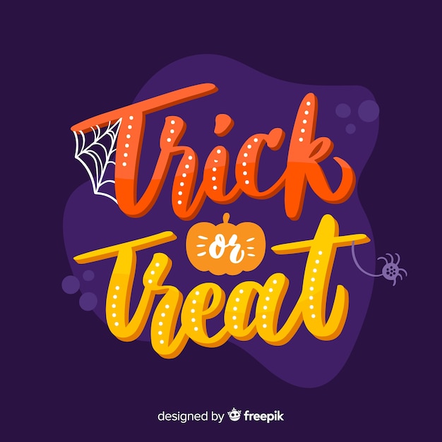 Free vector trick or treat lettering with pumpkin