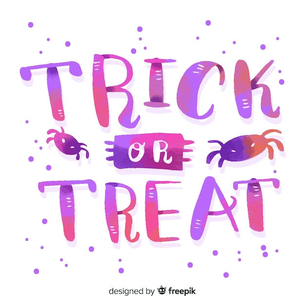 Free vector trick or treat lettering with spiders