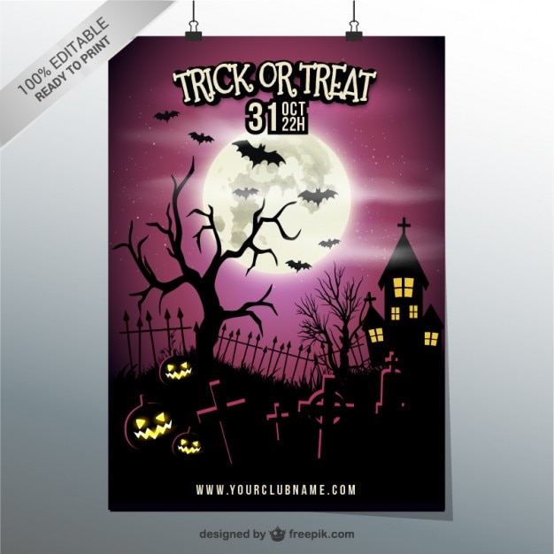 Trick or treat party poster template