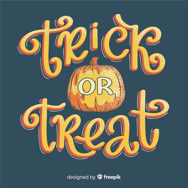 Free vector trick or treat pumpkin lettering