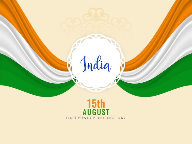 Free vector tricolor 15th august indian flag theme wave style background design