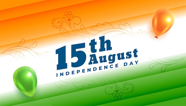 Tricolor indian independence day background with realistic balloons