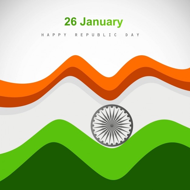 Free vector tricolor wavy indian flag